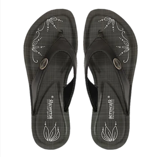 Aerowalk GE15 Women's Casual Black Slippers