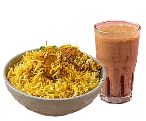 Qmin Chicken Biryani With Raitha + Cold Filter Coffee Frappe